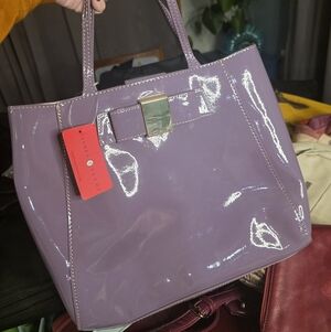 NWT Ivanka Trump Lavender Patent Leather Tote Structured Shoulder Bag